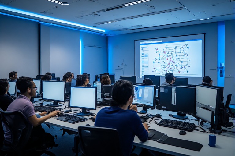 IT training lab with workstations